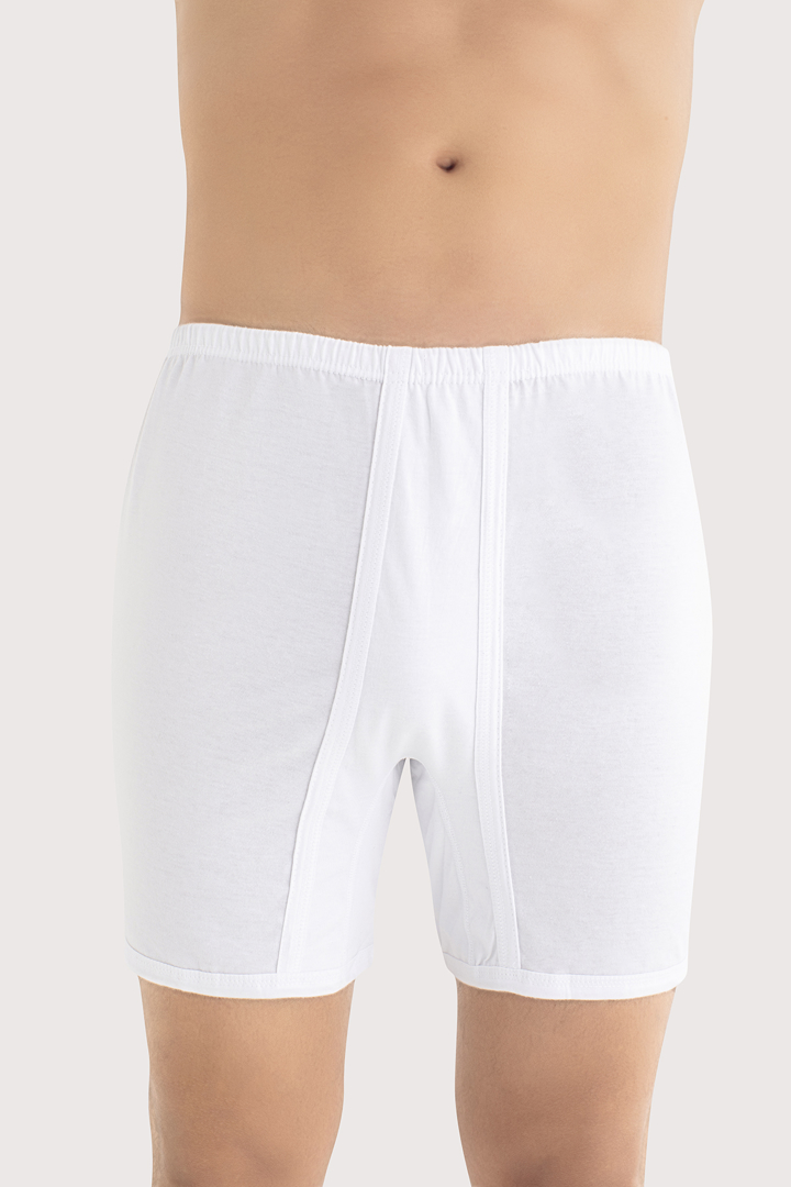 Picture of Erkek Paçalı Külot Boxer Beyaz %100 Pamuk Penye