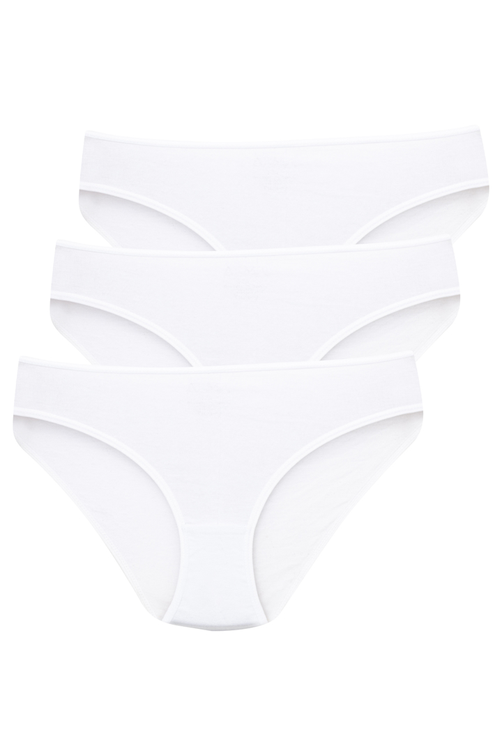 Picture of Beyaz 3'lü Kadın Külot Slip Pamuklu