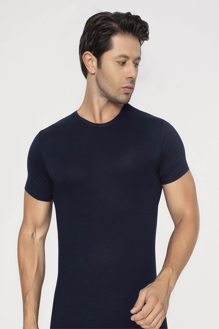 Picture of Erkek Bambu Tişört Bisiklet Yaka Kısa Kol Lacivert