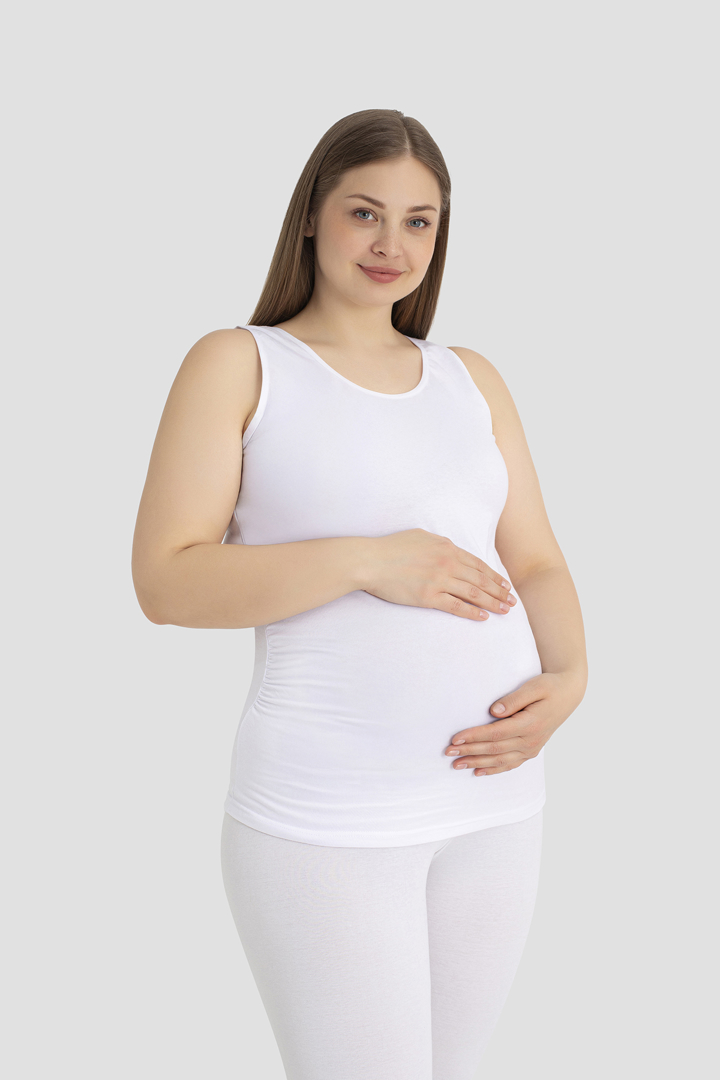 Picture of Kadın Pamuklu Hamile Atleti  Beyaz Kalın Askılı