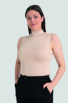 Picture of Kadın Ten Balıkçı Yaka Kolsuz Body