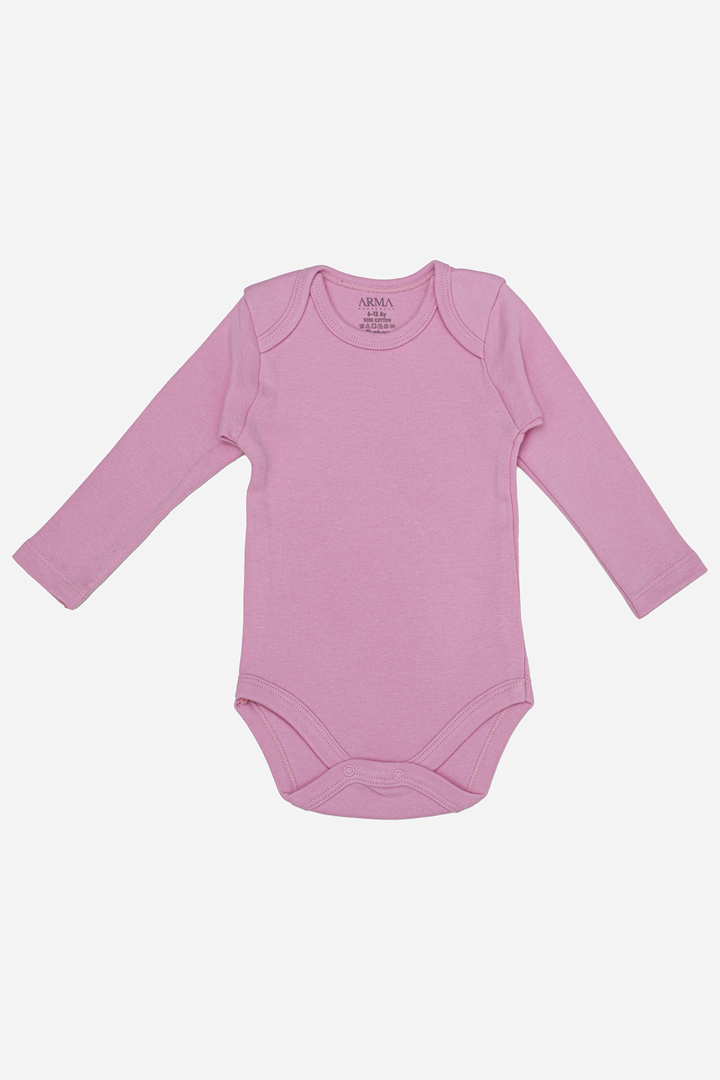 Picture of %100 Organik Pamuk Pembe Uzun Kollu Bebek Çıtçıtlı Zıbın Body