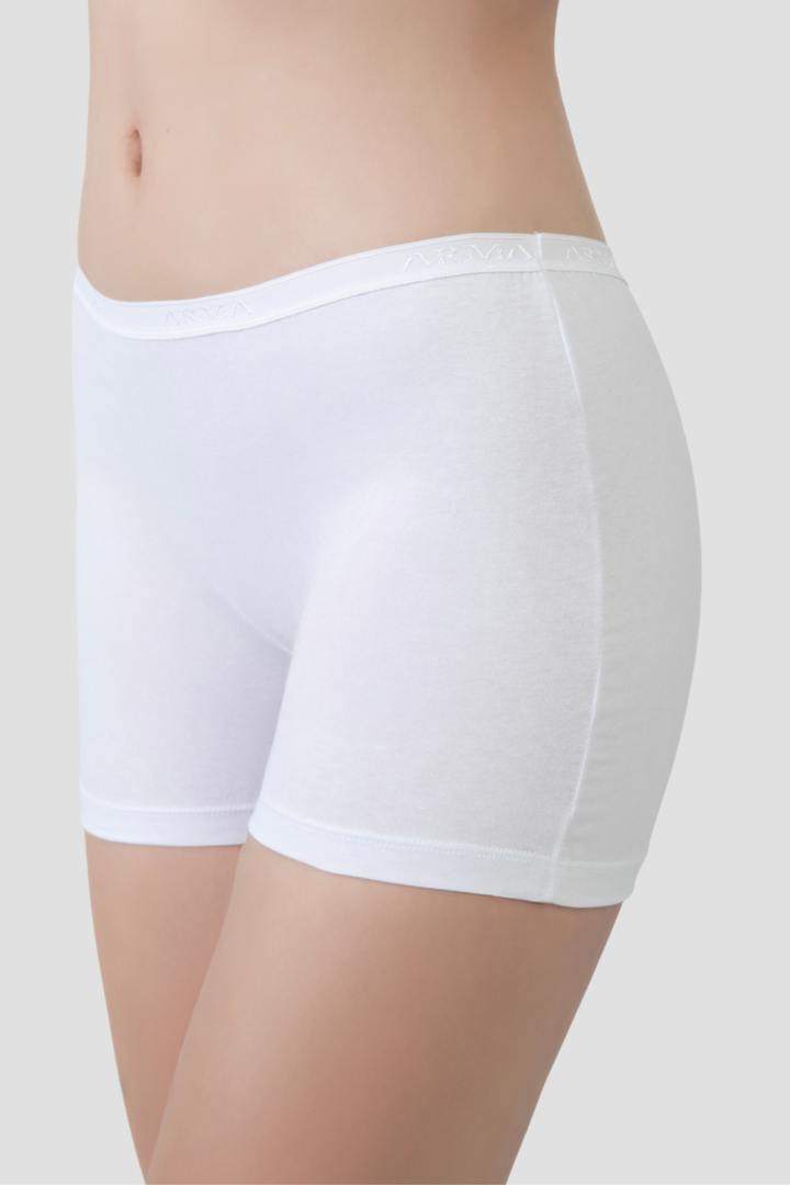 Picture of Kadın Beyaz Boxer Şort Pamuklu Likralı