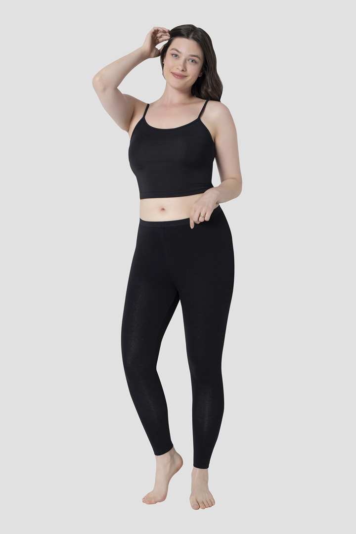 Picture of Kadın Siyah Pamuklu Likralı Uzun Tayt