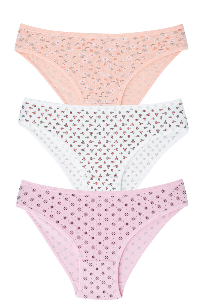 Picture of Kadın Karışık Renkli Desenli Külot 3'lü Paket Pamuklu Esnek Kumaş