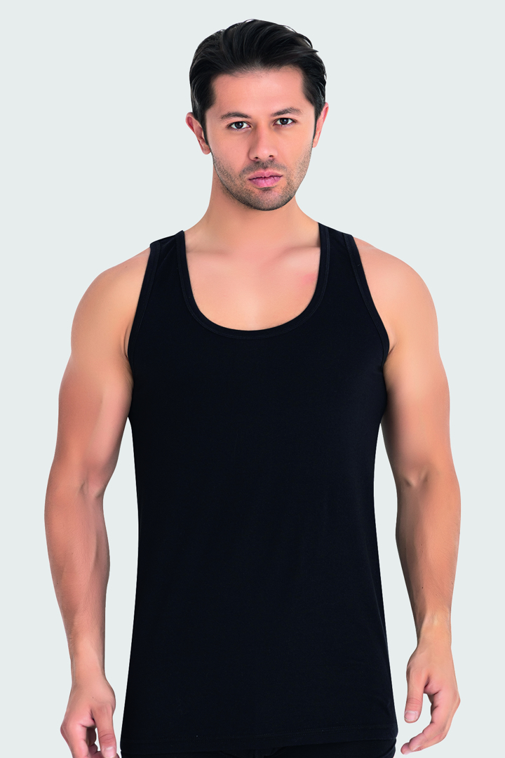 Picture of Erkek Siyah Penye Atlet %100 Pamuk