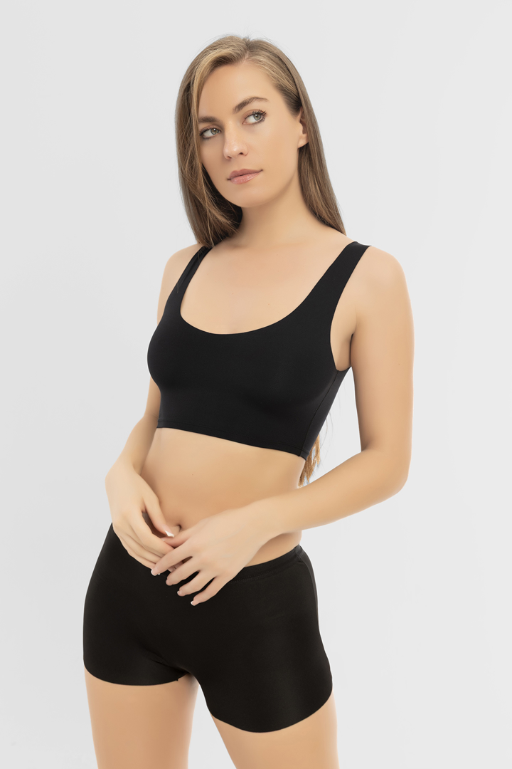 Picture of Basic Lazer Kesim Dikişsiz Kadın Boxer  Siyah