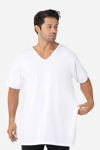 Picture of Beyaz Erkek Büyük Beden Tişört V Yaka Kısa Kollu Fanila %100 Pamuklu