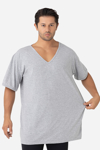 Picture of Gri Erkek Büyük Beden Tişört V Yaka Kısa Kollu Fanila %100 Pamuklu