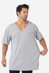 Picture of Gri Erkek Büyük Beden Tişört V Yaka Kısa Kollu Fanila %100 Pamuklu