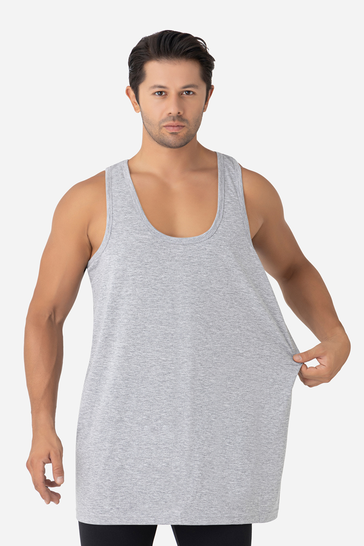 Picture of Erkek Gri Büyük Beden Atlet %100 Pamuklu Penye