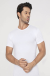Picture of Erkek Slim Fit Dar Kesim Pamuklu Yumuşak Dokulu Beyaz Bisiklet Yaka Basic Tişört