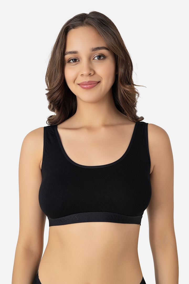 Picture of Bambu 2'li Kadın Pedli Yarım Atlet Kalın Askılı Siyah